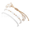 3Pcs 3 Styles Glass Seed Beads Stretch Bracelets & Charm Bracelets & Natural Mixed Cowrie Shell Beads Braided Bracelets BJEW-TA00639-5