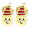 Ion Plating(IP) 304 Stainless Steel Enamel Stud Earrings EJEW-I316-04G-04-1