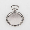 Vintage Tibetan Style Alloy Carved Floral Pattern Pendant Cabochon Bezel Settings TIBEP-O006-21AS-1