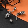 Skull 316 Surgical Stainless Steel Dangle Belly Button Rings EJEW-G416-05AS-2