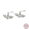 Rhodium Plated Wings 925 Sterling Silver Micro Pave Cubic Zirconia Dangle Stud Earring Findings STER-P056-10P-1