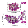  2Pcs 2 Style Peony Polyester Embroidery Sew on Clothing Patches PATC-NB0001-11A-2