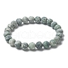 Natural Green Spot Jasper Bead Stretch Bracelets X-BJEW-K212-B-017-4