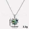 304 Stainless Steel Pave Natural Paua Shell Heart Pendant Necklaces QU9586-1-1