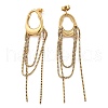 304 Stainless Steel Oval Tassel Stud Earrings EJEW-C132-01G-4