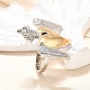 Gothic Style Brass Micro Pave Clear Cubic Zirconia Cuff Rings for Women RJEW-U051-02E-GP-3