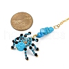 Halloween Theme Spider & Skull Dyed Synthetic Turquoise & Glass Seed Beads Pendant Decorations HJEW-MZ00282-05-3