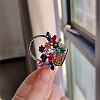 Flower Basket Antique Golden Alloy Rhinestone Brooches PW-WG6DF7D-01-3