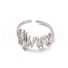 Brass Micro Pave Cubic Zirconia Open Cuff Rings RJEW-R146-11P-3