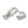 Oval Rectangle Rack Plating Brass Micro Pave Clear Cubic Zirconia Fold Over Clasps KK-A225-12P-2