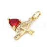 Brass Pave Cubic Zirconia Pendants KK-U062-61G-2