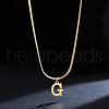 316 Surgical Stainless Steel Initial Pendant Flat Snake Chain Necklaces for Women WGC1053-07-1