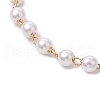 Handmade Brass & Round ABS Plastic Imitation Pearl Link Chain Bracelet Making AJEW-JB01326-4