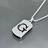 Rectangle with Laser Cut Letter 201 Stainless Steel Initial Pendant Necklaces WGA5E8C-07-1