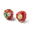 Brass Enamel European Beads KK-R229-01G-2