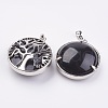 Natural Black Agate Pendants KK-K216-A08-2