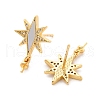 Brass Micro Pave Cubic Zirconia Shell Stud Earrings Findings KK-D363-06G-2