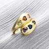 Brass Micro Pave Cubic Zirconia Adjustable Cuff Rings for Women RJEW-U053-01G-1