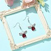 Alloy Fairy Wing with Glass Heart Dangle Earrings EJEW-TA00261-2