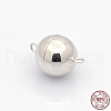 Anti-Tarnish Rhodium Plated 925 Sterling Silver Round Magnetic Clasps STER-L018-04-5