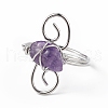 Natural Amethyst Chips with Vortex Finger Ring RJEW-L082-02P-04-3