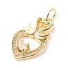 Brass Micro Pave Clear Cubic Zirconia Pendants ZIRC-P094-07G-RS-2