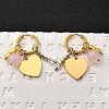 304 Stainless Steel Glass Beads Hoop Earrings EJEW-D308-08PG-1
