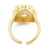 Oval Rack Plating Brass Micro Pave Cubic Zirconia Open Cuff Rings for Women RJEW-S392-01G-B-3
