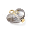 3Pcs 3 Styles Brass Glass Heart Pendants PALLOY-JF03688-02-4