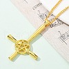 Upside Down Cross & Star Alloy Pendant Pendant Twisted Chain Necklaces for Women NJEW-NH0001-03G-3