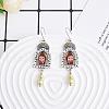 Arch with Owl Dangle Earrings with Enamel JE1084A-5