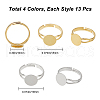 SUNNYCLUE 52Pcs 4 Style Adjustable Brass Ring Components KK-SC0002-93-2