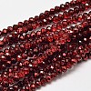 Faceted Rondelle Transparent Painted Glass Beads Strands DGLA-J001-C04-4mm-1