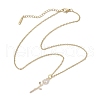 Rose Flower Brass Cubic Zirconia Pendant Necklaces NJEW-JN05055-02-4