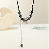 Ethnic Style Butterfly Alloy & Porcelain Beads Pendant Long Necklaces for Women FS-WG12891-16-1