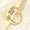 Brass Micro Pave Clear Cubic Zirconia Cuff Rings for Women RJEW-H247-20G-1