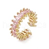 Rack Plating Brass Cubic Zirconia Cuff Rings for Women RJEW-M145-21G-A-1