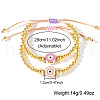 2Pcs Unique Evil Eye Handmade Brass Round Beads Braided Bead Bracelet Set for Women NH8112-5