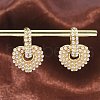 Rack Plating Brass Heart Dangle Hoop Earrings with ABS Imitation Pearl Beaded EJEW-R152-06G-1