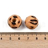 Painted Wood European Beads WOOD-F017-04F-3