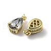 Brass Pave Cubic Zirconia Charms with Glass Crystal KK-Q039-03G-2