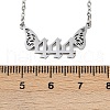 201 Stainless Steel Number 444 with Butterfly Wings Pendant Necklaces NJEW-P332-01B-P-5