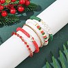 Christmas Theme Polymer Clay & Acrylic & Glass & Brass Beads Bracelets BJEW-TA00546-3