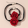 Rose Alloy with Polyester Choker Necklace & Bracelet Sets FS-WG57C00-03-1