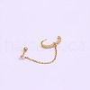 Brass Micro Pave Clear Cubic Zirconia Hoop Cartilage Earrings with Chain WG4D01B-04-3