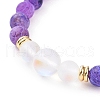 7Pcs 7 Color Natural Weathered Agate(Dyed) & Synthetic Moonstone Round Beaded Stretch Bracelets Set BJEW-JB09124-5