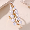 Alloy Open Cuff Ring with Plastic Pearl RJEW-V006-01G-1