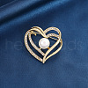 Heart Alloy Rhinestone Brooches for Women PW-WGCAEA0-01-1