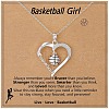 Sport Ball Heart Alloy Micro Pave Clear Cubic Zirconia Pendant Necklaces for Girls FS-WG15C5A-01-1