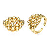 Brass Ball Beaded Rhombus Open Cuff Ring for Men Women RJEW-N037-019-4